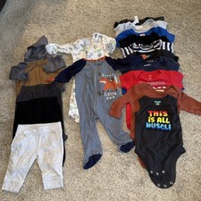 Lot Of 16 Mix Brand Baby Boy 3-6 Months Clothes 3 Pants 2 sleepers 11 Shirts