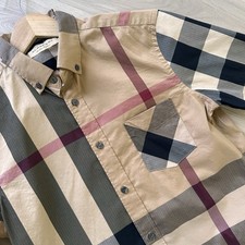 Burberry Mens S Short Sleeve Cotton Plaid But...
