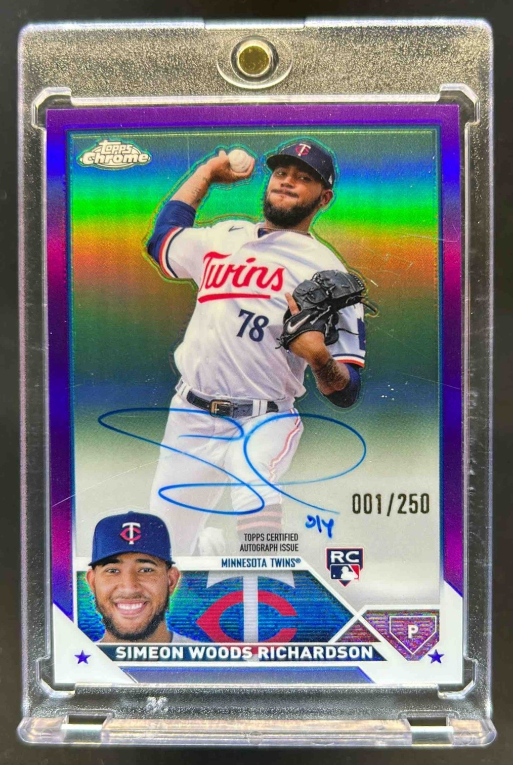 2023 Topps Chrome Simeon Woods Richardson Rookie Auto RC Purple Refractor #1/250