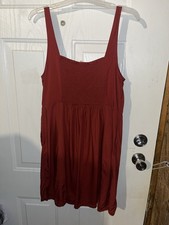 Old Navy Women's Scarlet Red Fit & Flare Smocked Mini Cami Dress Size Medium