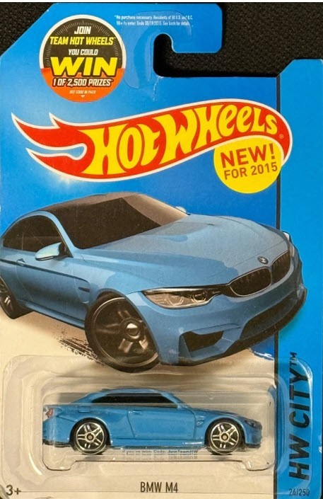 Hot Wheels 2015 BMW M4 BLUE HW City  24/250 RARE INTERNATIONAL CARD