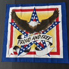 Vintage Biker s Bandana Handkerchief Proud And Free Eagle 80s USA 21 X 21