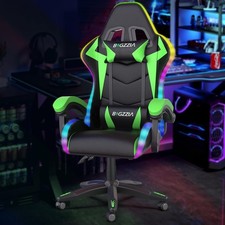 High Back Gaming Chair w/ RGB LED illuminat Ergonomic Computer Office Chair UK