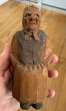 Vintage Huggler/Anri Black Forest Wooden Hand Carved Figure of Female 17.5cm