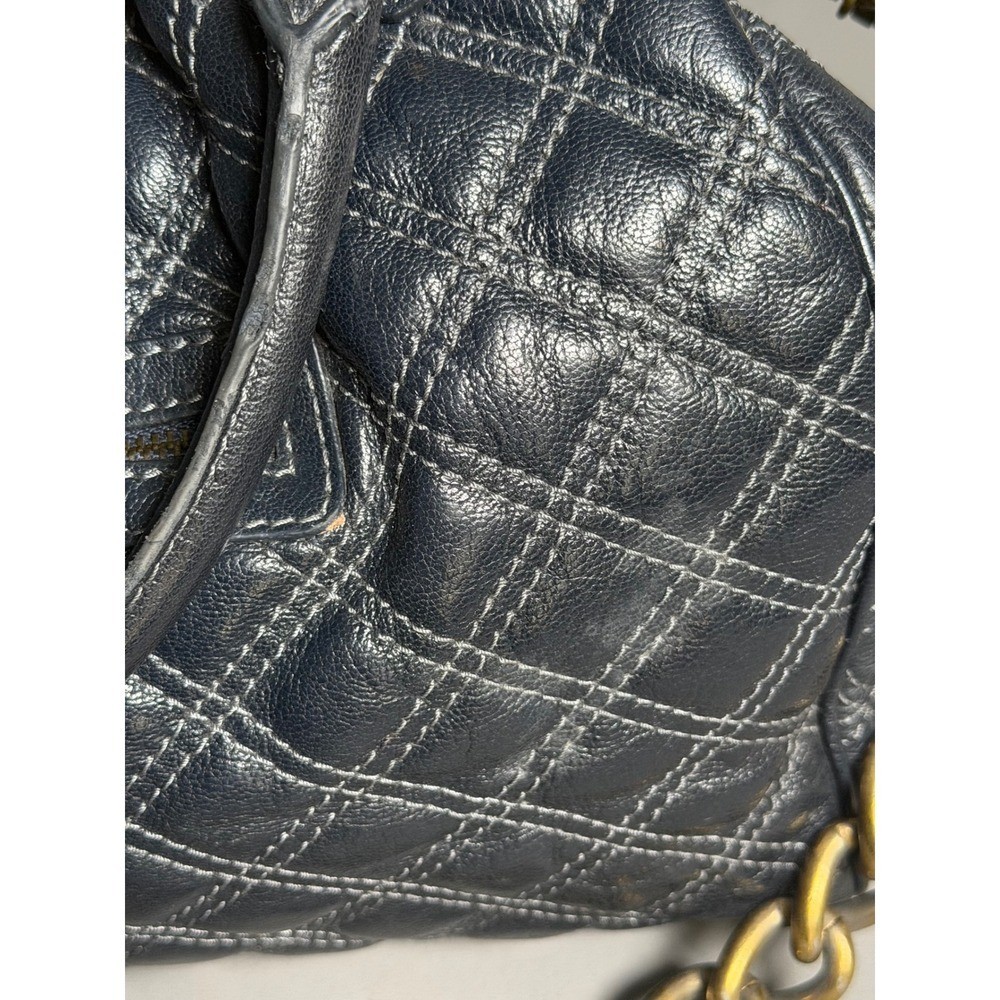 Marc Jacobs Stam Bag Navy Blue Quilted Leather Kiss Lock Frame Made in Italy image 4