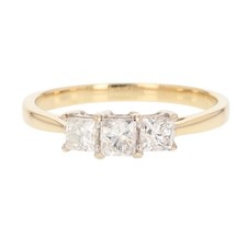 .79ctw Princess Cut Diamond Three-Stone Engagement Ring 14k Yellow Gold Size 10