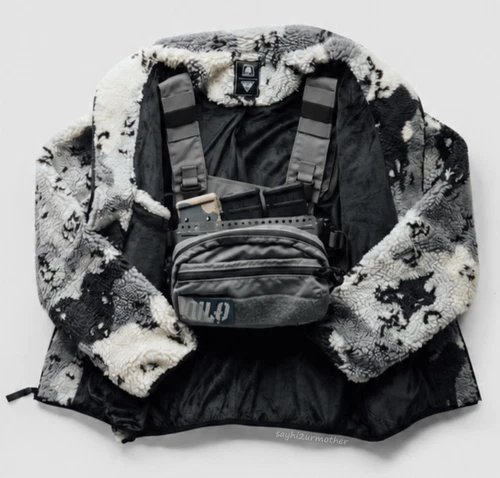 L - QILO x WHITE PHOSPHOR GEN II (2) COOKIES & CREAM SHERPA FLEECE JACKET NEW image 7