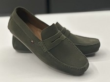 Tommy Hilfiger Khaki Leather Men Slip-On Shoes Size Uk 6.5 EU40 New