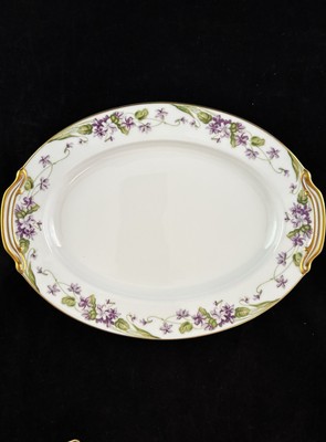 Noritake 11 3/4  Oval Serving Platter Violets Greenery & Gold Trim  Nancy  #5163