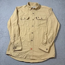 Duck Camp Shirt Mens Sz M Brown Button Down Vented Outdoor Hunting Fish