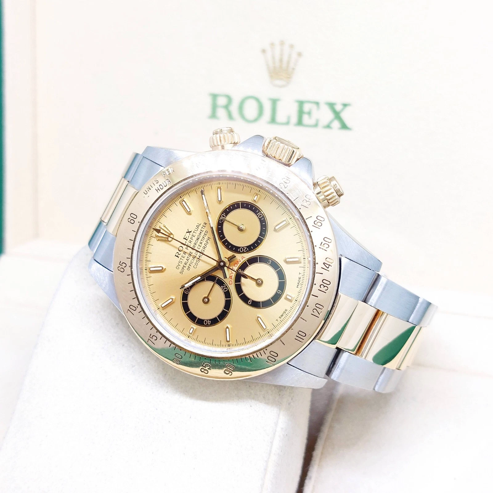 Rolex 40mm 18K Half YG Champagne Sticks 2 Tone Daytona REF: 16523 (X Series)