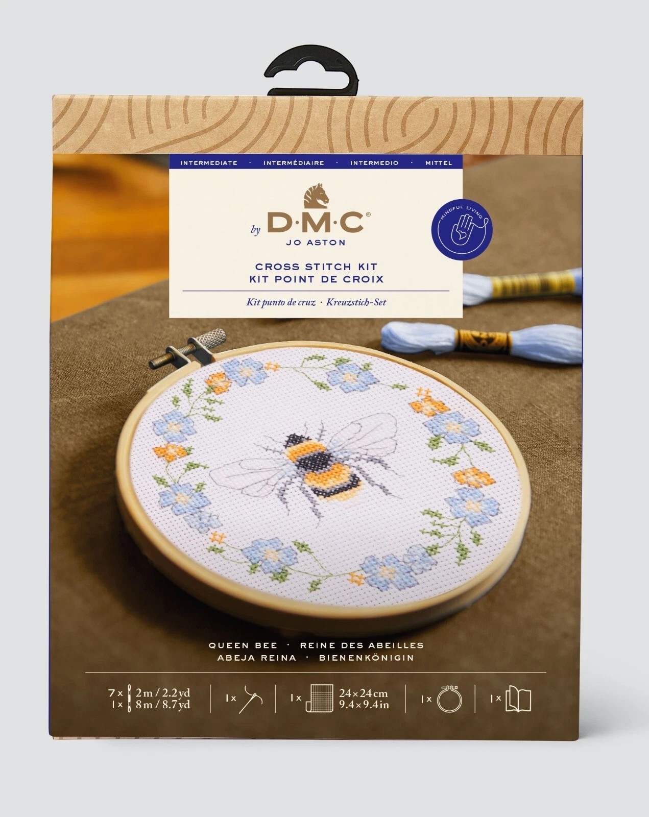 DMC Cross Stitch Kit - Queen Bee BK410 includes hoop