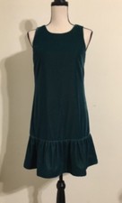 NEW JCREW $118 Velvet ruffle-hem dress Size00 Academic Green H4083