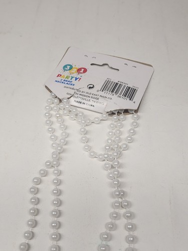 Party Deluxe Perlenkette 32 Zoll lang 2 Stück Set weiße Perlen  - Bild 3 von 3