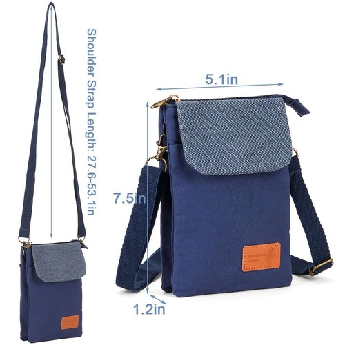 Womens Canvas Crossbody Cell Phone Purse Bag Shoulder Strap Pouch Wallet New - Picture 2 of 14