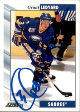 Grant Ledyard Signed Auto 1992-93 Score card Buffalo Sabres