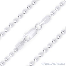 3.4mm Polished Ball Bead Link Italian Chain Bracelet .925 Italy Sterling Silver