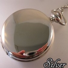 SILVER FINISH Pocket Watch w/Your Choice of Chain Gifts for Him Men Dad Mom Her