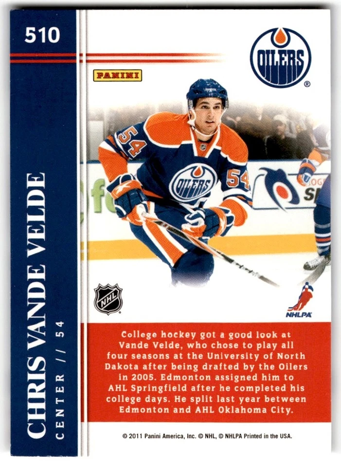 Chris VandeVelde 2011-12 Score Rookie #510 Edmonton Oilers - Image 2 of 2