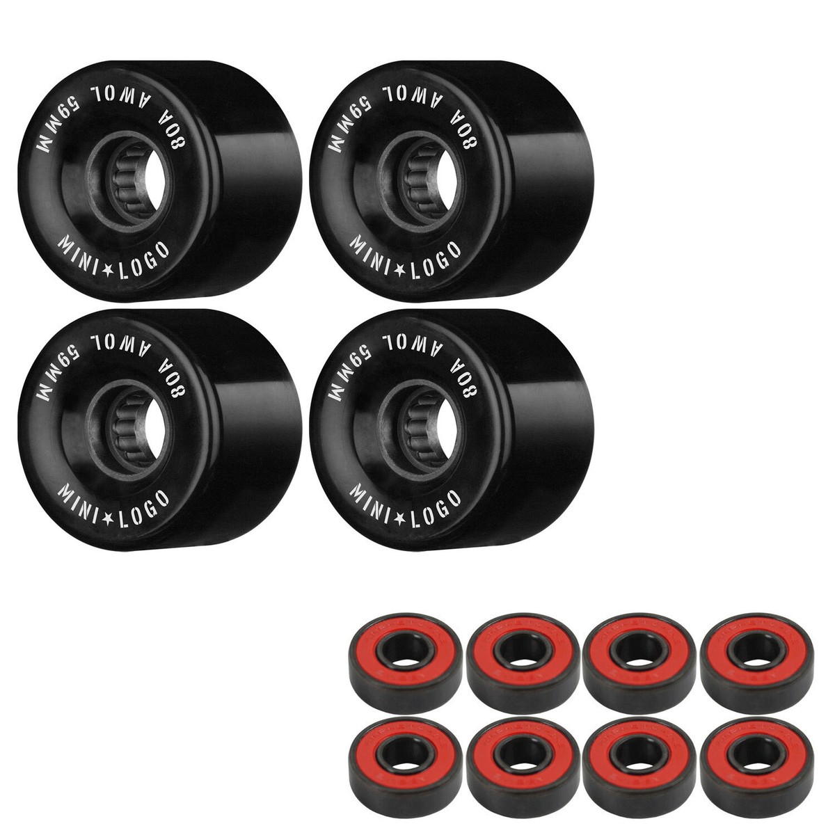 ミニロゴ MINI-LOGO WHEEL AWOL 80A 59mm BLACK Mini Logo Skateboard Wheels 59mm AWOL 80A Black with Amp