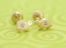14K Gold Turtle Stud Earrings, Screw Back, 14k Baby Stud Earrings