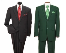 New Men's 2Pc Single Breasted  Basic Suit Two Button Black Green 38R~56L