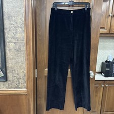 ST. JOHN Sport Marie Gray Women  s Sz 6 Black Straight Leg Velvet Trouser Pants