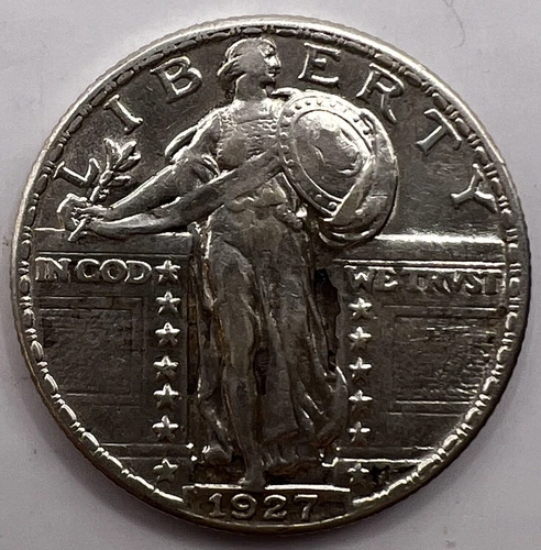 1927 25C Standing Liberty Quarter About Uncirculated AU - 25041