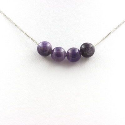 Collier 1 perle Améthyste 8 mm Chaine en acier inoxydable