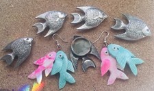 KOLCZYKI RYBNE GUZIKI I PARA KOLCZYKÓW RYBNYCH