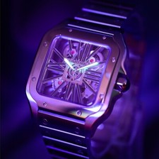 Cartier Santos de Skeleton GREEN | Complete with Box and Papers WHSA0028 3