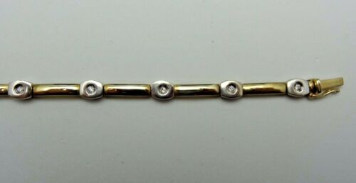 PREOWNED 9CT TWO COLOUR GOLD DIAMOND SET BRACELET. (D33) - Picture 2 of 2
