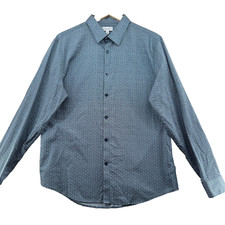 Calvin Klein Slim Fit Men's Size L Blue Geometric Long Sleeve Casual Shirt
