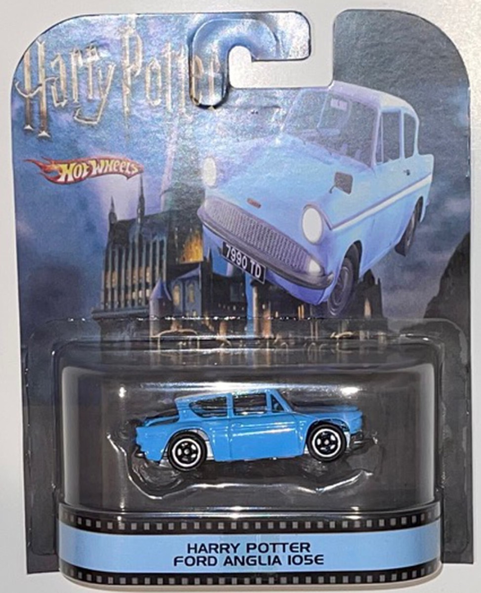 Blue Ford Anglia Custom Hot Wheels Retro Harry Potter Series w/RR