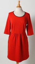 NEW 8 10 L 60s London Uttam Boutique Dress Strtch Career Red Pockets Zip Holiday