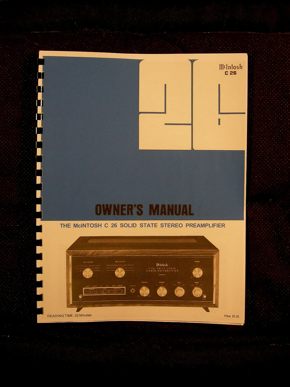 ONE BRAND NEW COPY OF MCINTOSH C26 STEREO PREAMPLIFIER OWNER’S MANUAL