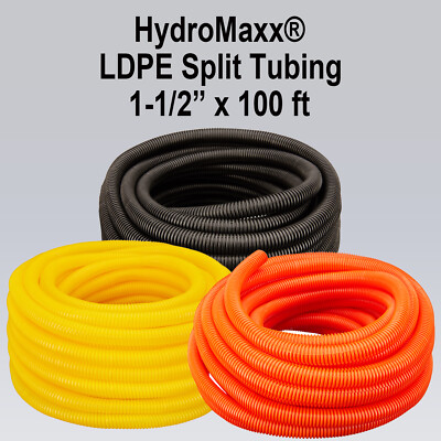 1.50'' x 100' - Flexible LDPE Split Wire Loom Tubing - Black, Yellow or Orange