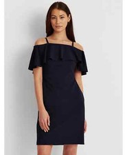 Lauren Ralph Lauren Crepe Cocktail Slim fit Dress womens navy blue Size 10 $155