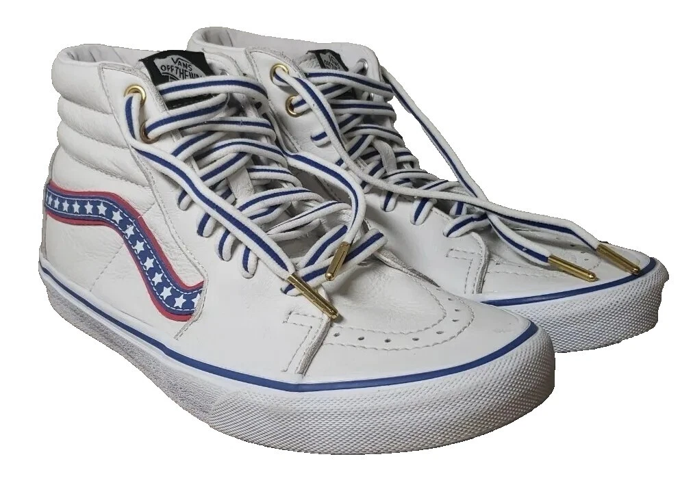 VANS SK8 HI Old Skool USA Stars Leather Skateboarding Shoes Size 7 US 39 EUR