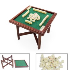 1 Set Dollhouse Miniature Mahjong Table, Card and All Tiles - 1:12 Scale