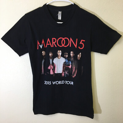 MAROON 5 2015 World Tour Concert Black T-Shirt Short Sleeve Music Size Small