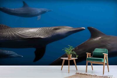 3D Blue Whale Sea Ripple Self-adhesive Removeable Wallpaper Wall Mural1 2212