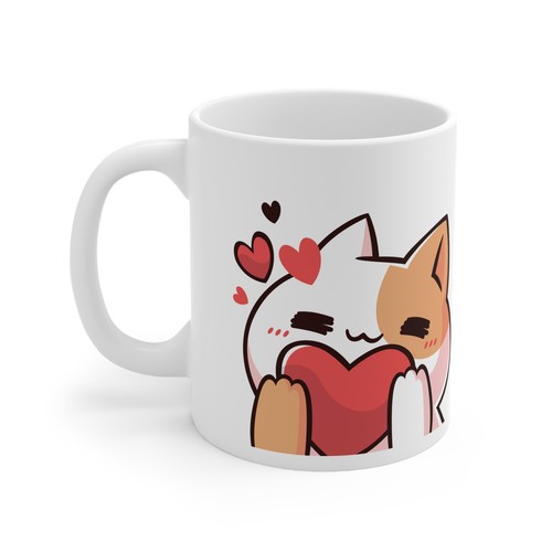 Taza de cerámica para gato con corazón 11 oz, regalo para los amantes de los gatos. Regalo de San Valentín, taza de café - Imagen 4 de 12