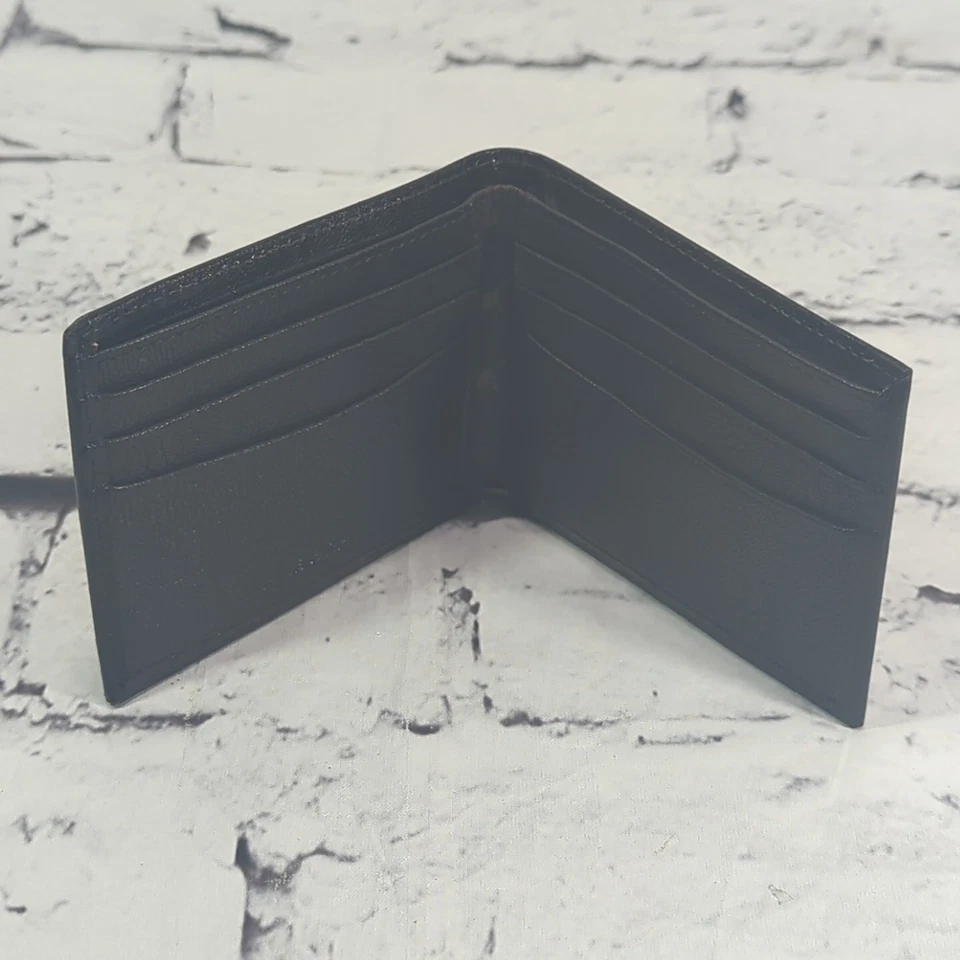 Cartera plegable Perry Ellis marrón de cuero genuino para hombre Foto 4 de 4