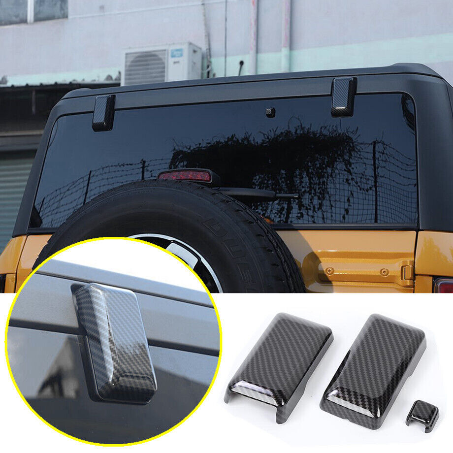 For 21-2023 Ford Bronco Carbon Fiber Rear Window Liftgate Glass Hinge Cover Trim
