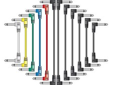 6x Right Angle Guitar Lead Jack to Jack Cable 6.35mm Mono Plug 6.35mm 1/4 Inch