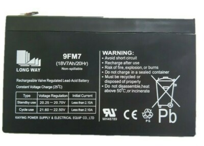 Blei Akku 18V 7 Ah 9FM7 LONG WAY  Accu AGM GEL Batterie 18 Volt