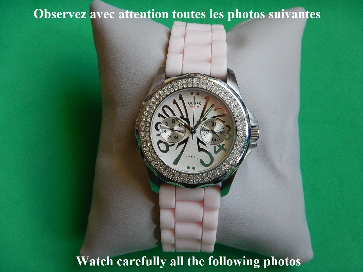 Orologio Sportivo GUESS Donna 36 Mm – Quadrante Bianco, Cassa Oro Rosa, Cinturino In Silicone Blu