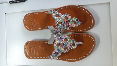 Damenschuhe Sandalen traditionelle marokkanische Berber Handarbeit Hausschuhe - Bild 3 von 10