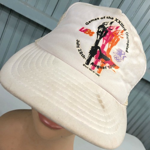 Los Angeles Olympics VTG 1984 Snapback Discolored Beat Up Baseball Hat Cap - Picture 2 of 8